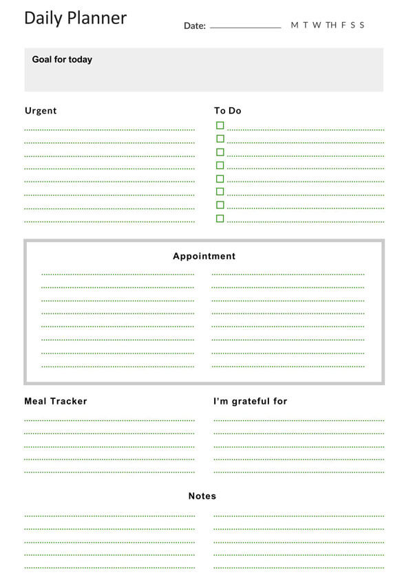 Great Downloadable General Daily Planner Template 01 for Word Document