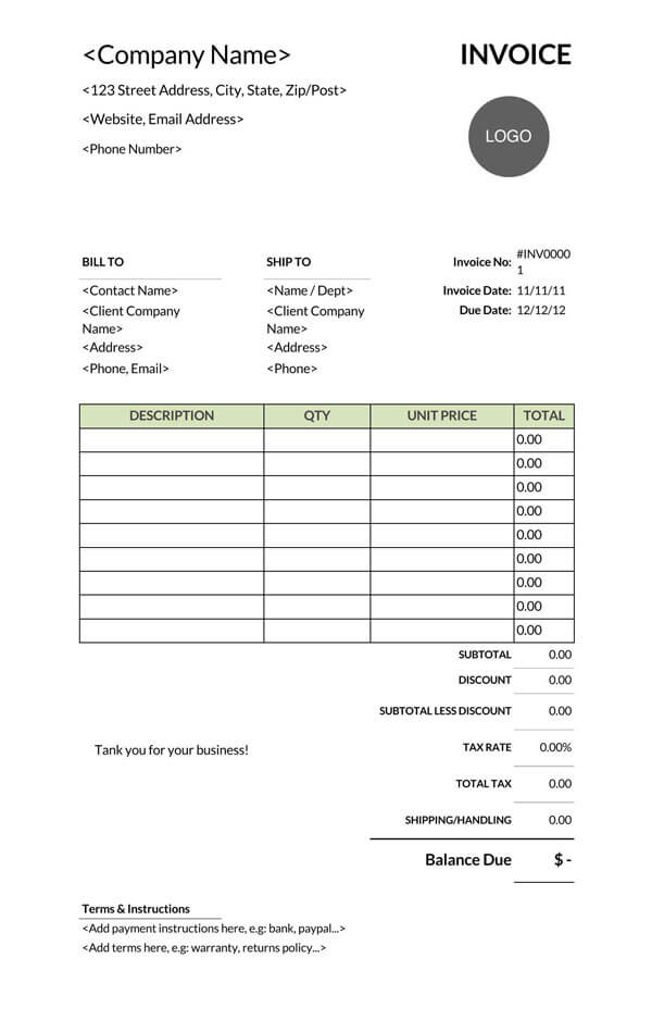 Sample Invoice Templates for Business 04