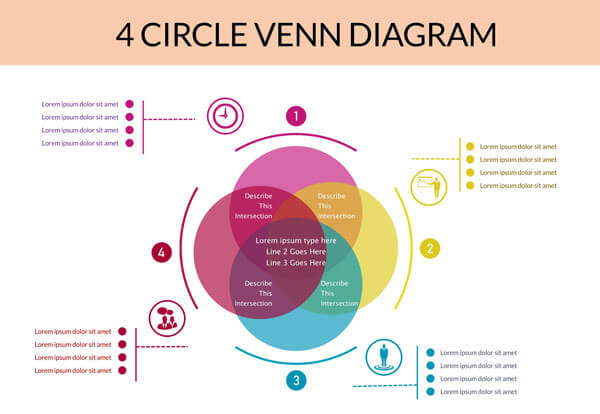 Example of a Printable 4-Circle Venn Diagram Template