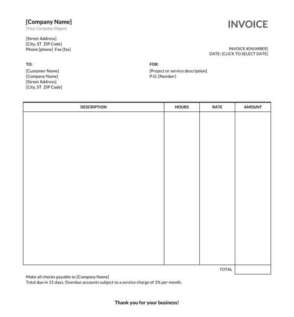 Sample Invoice Templates for Business 08