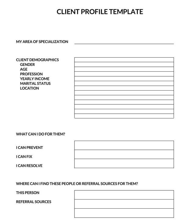 Free Customer Profile Template - Editable Sample Form