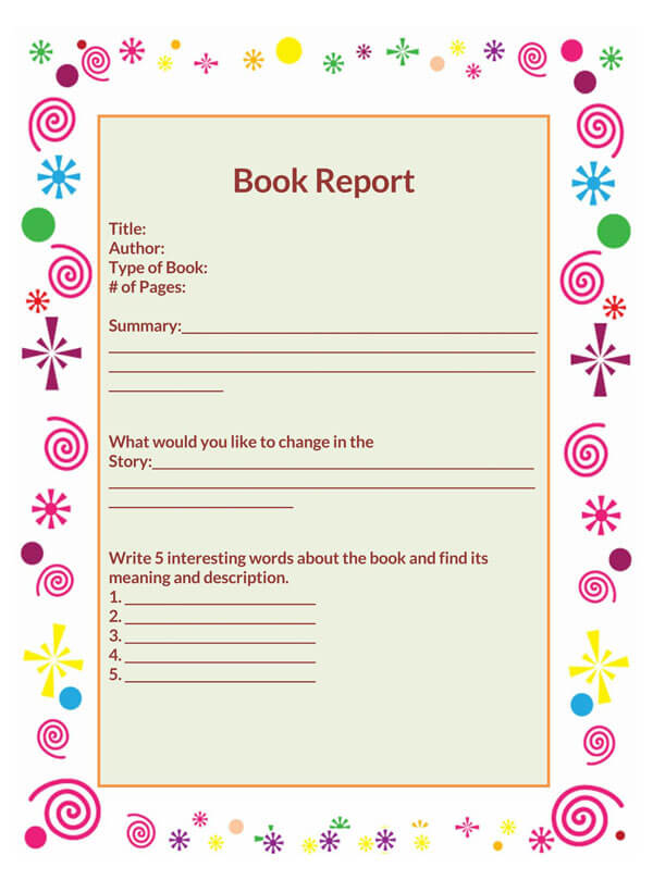 Book Report Template - Editable Form Example