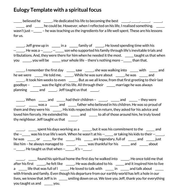 Free Eulogy Outline Template - Download Now
