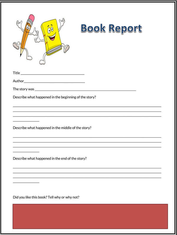 Book Report Template - Printable Example