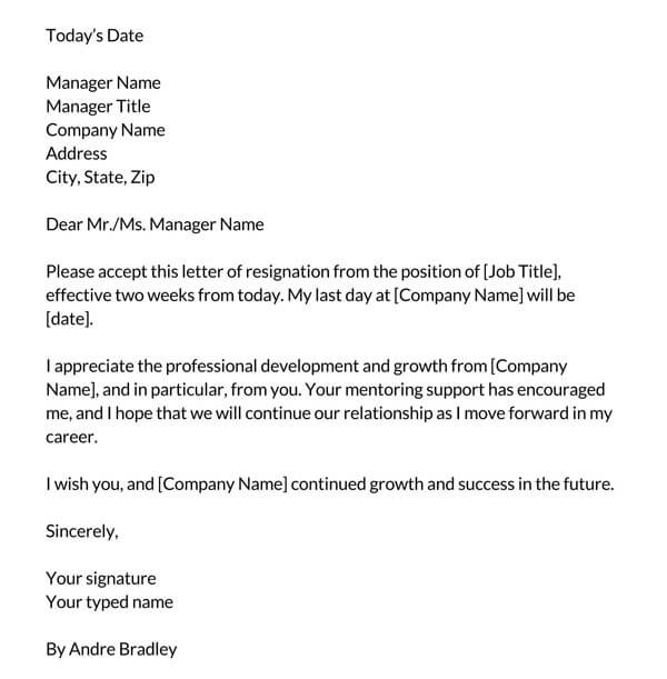 Editable Two Weeks Notice Letter Format 11