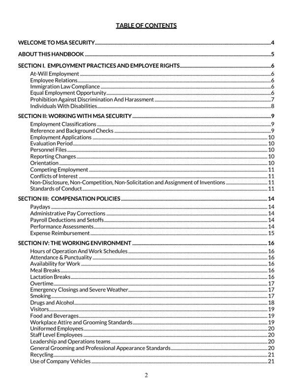 Free Comprehensive At-Will Employment Handbook Example for Word Format
