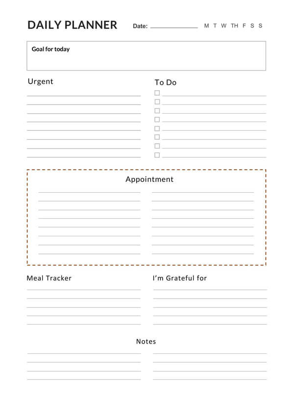 Great Downloadable General Daily Planner Template 08 for Word Document