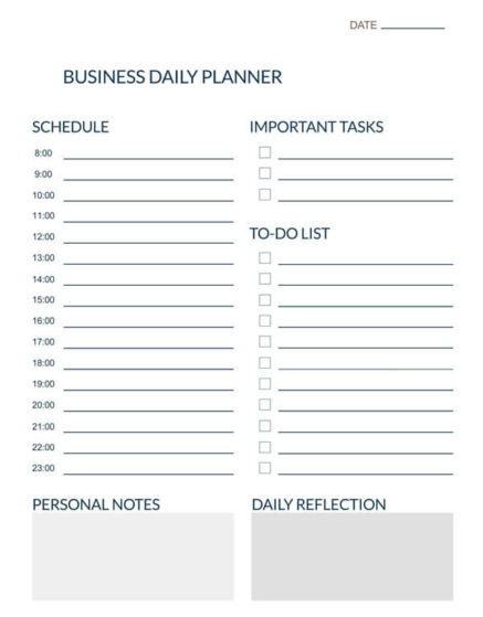 36 Free Daily Planner Templates for Word &amp; Excel