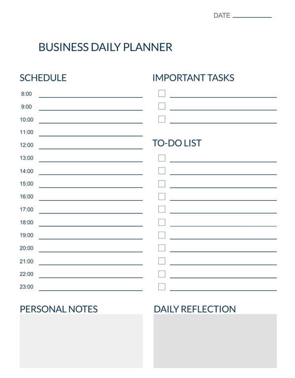 Free Comprehensive Business Daily Planner Template for Word Format