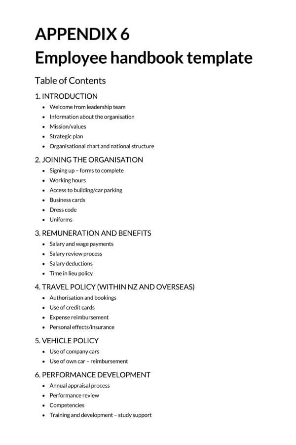 Great Downloadable General Employer Handbook Example for Word File