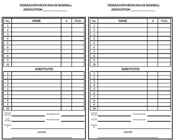 Editable baseball lineup template PDF 21
