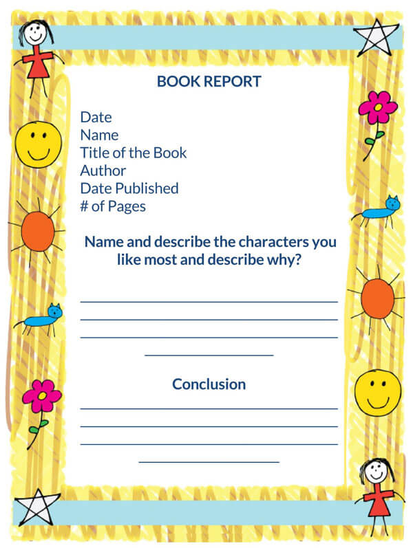 Get a Free Book Report Template - Fillable Sample