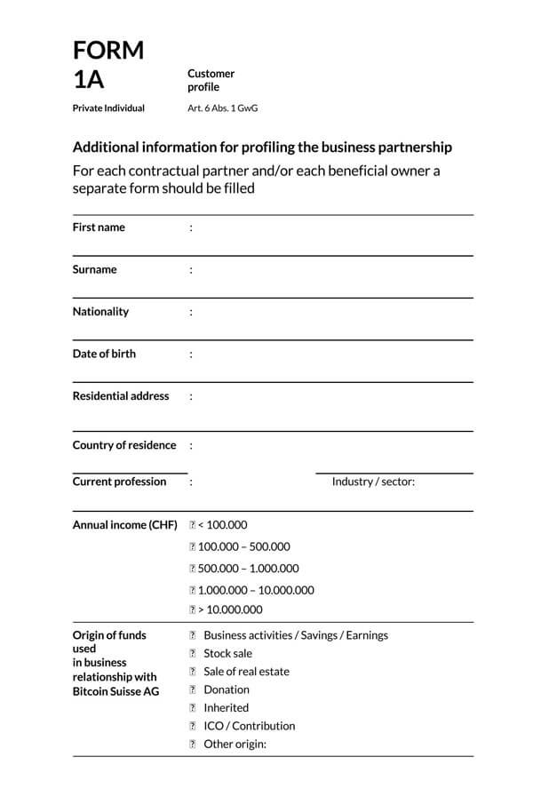 Editable Customer Profile Template - Printable Sample