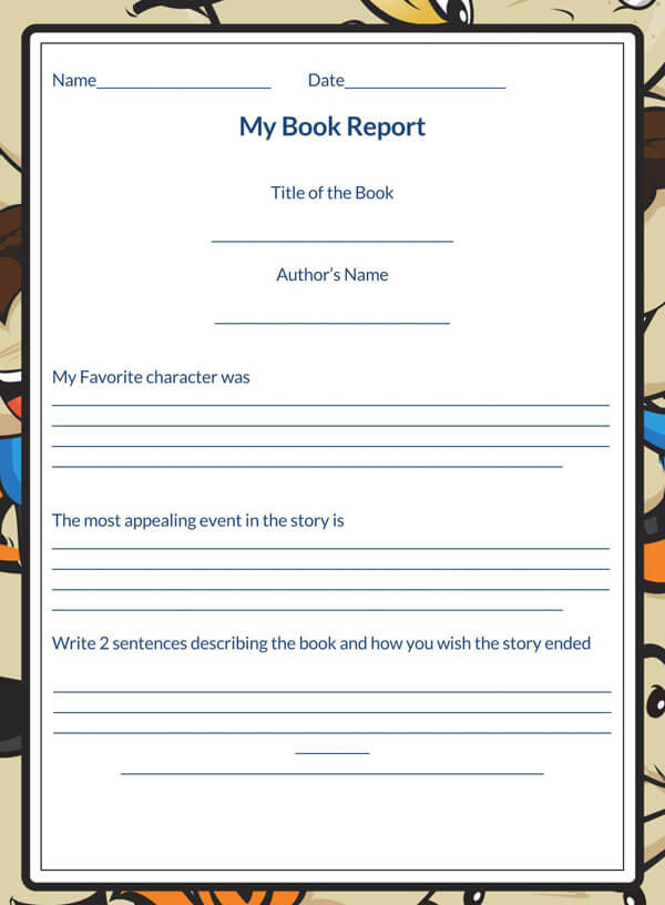 Free Downloadable Book Report Template