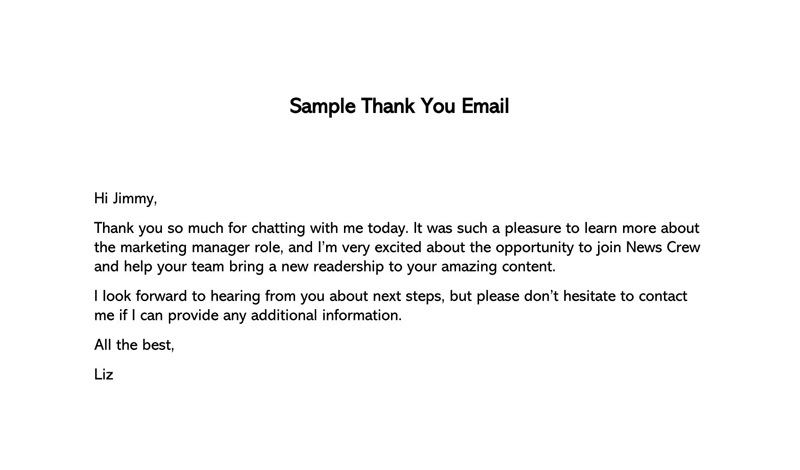 Editable Thank you Email Example