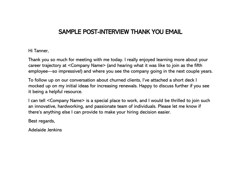 Thank you Email - Sample Format