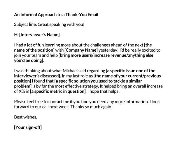 Editable Informal Thank you Email Template