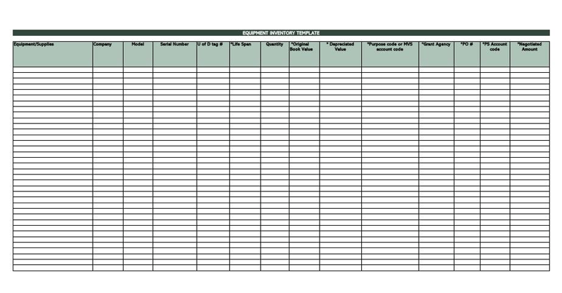 Printable Asset Inventory Form - Excel Format