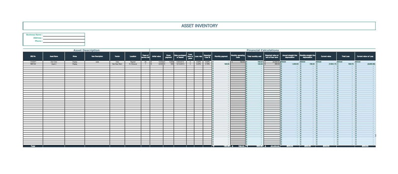 Sample Asset List Template: Excel Format