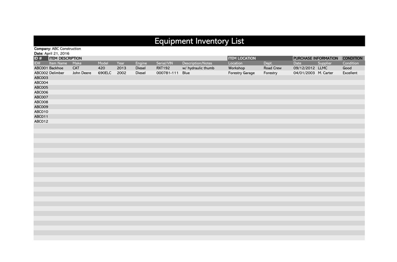 Editable Asset List Form for Efficient Inventory Management