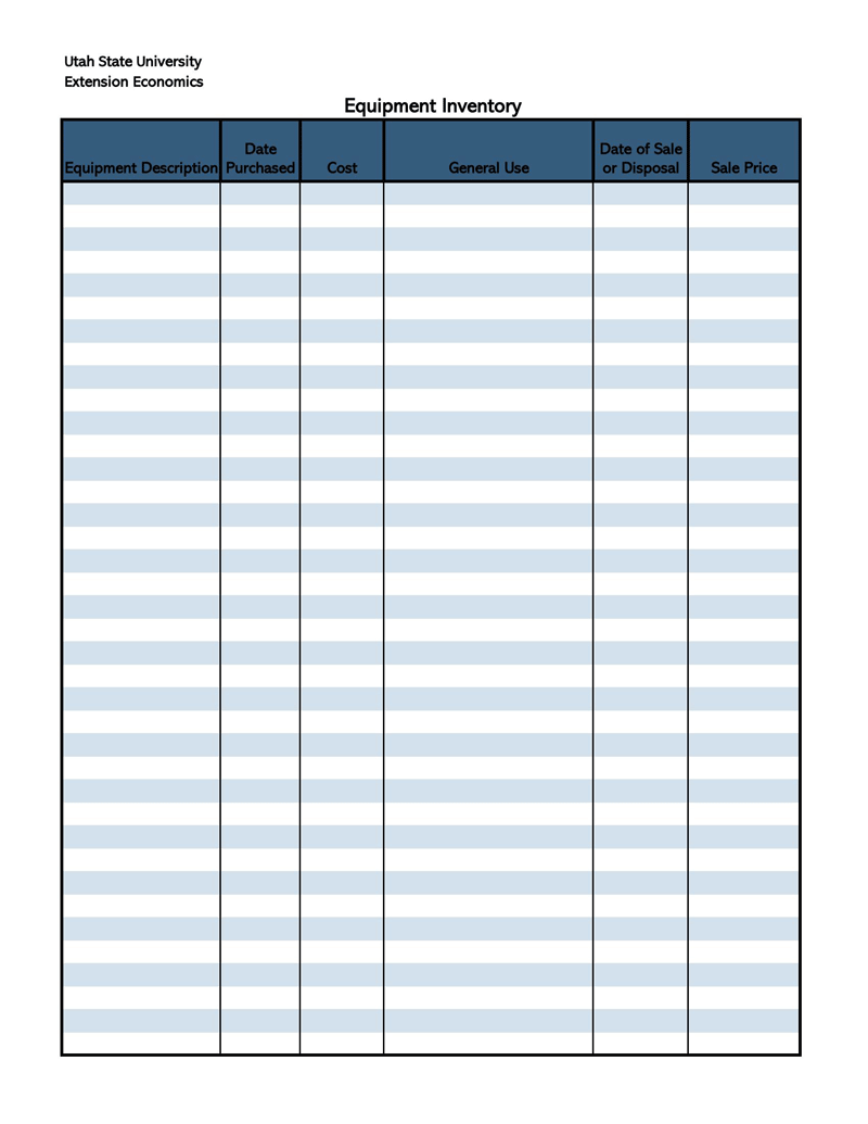 Printable Asset List Sample for Documentation