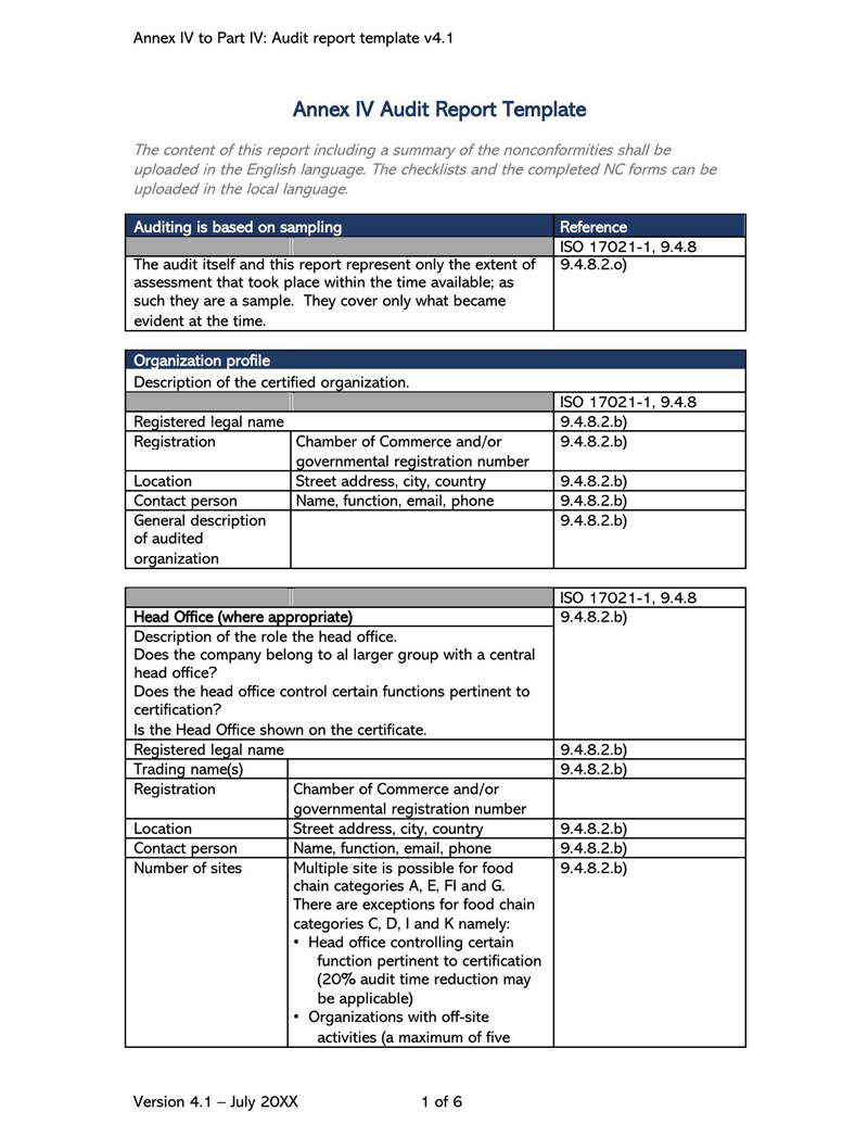 free word document Audit Report Template 31