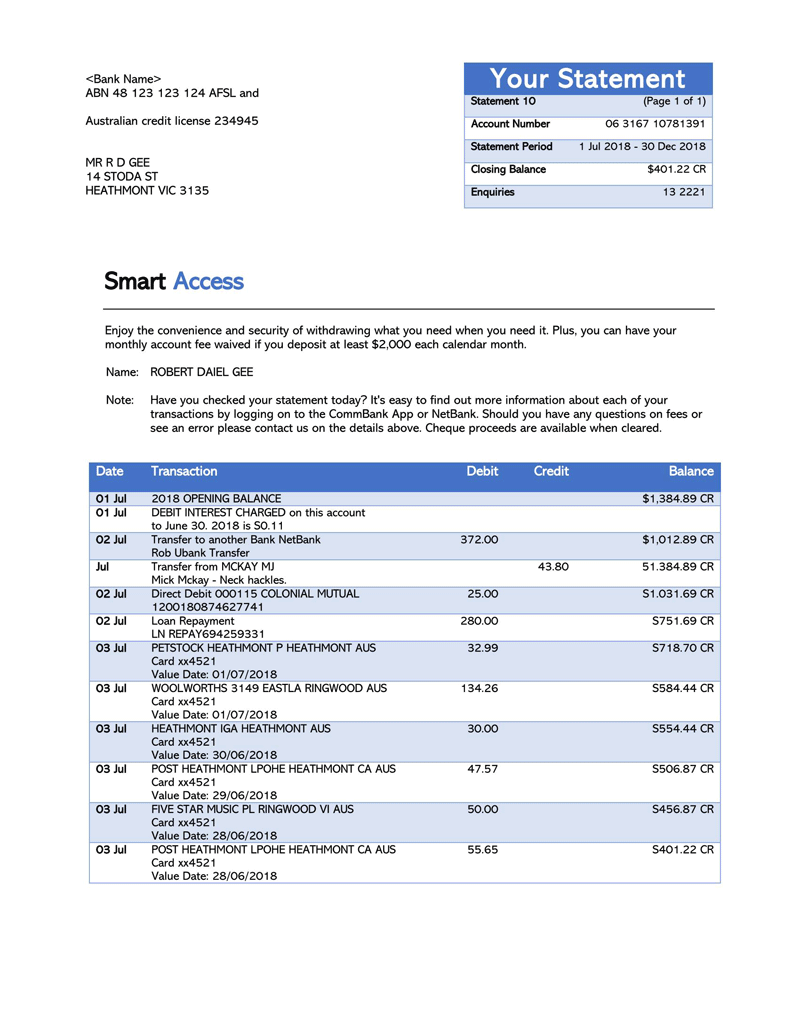 Professional personal bank statement template 17