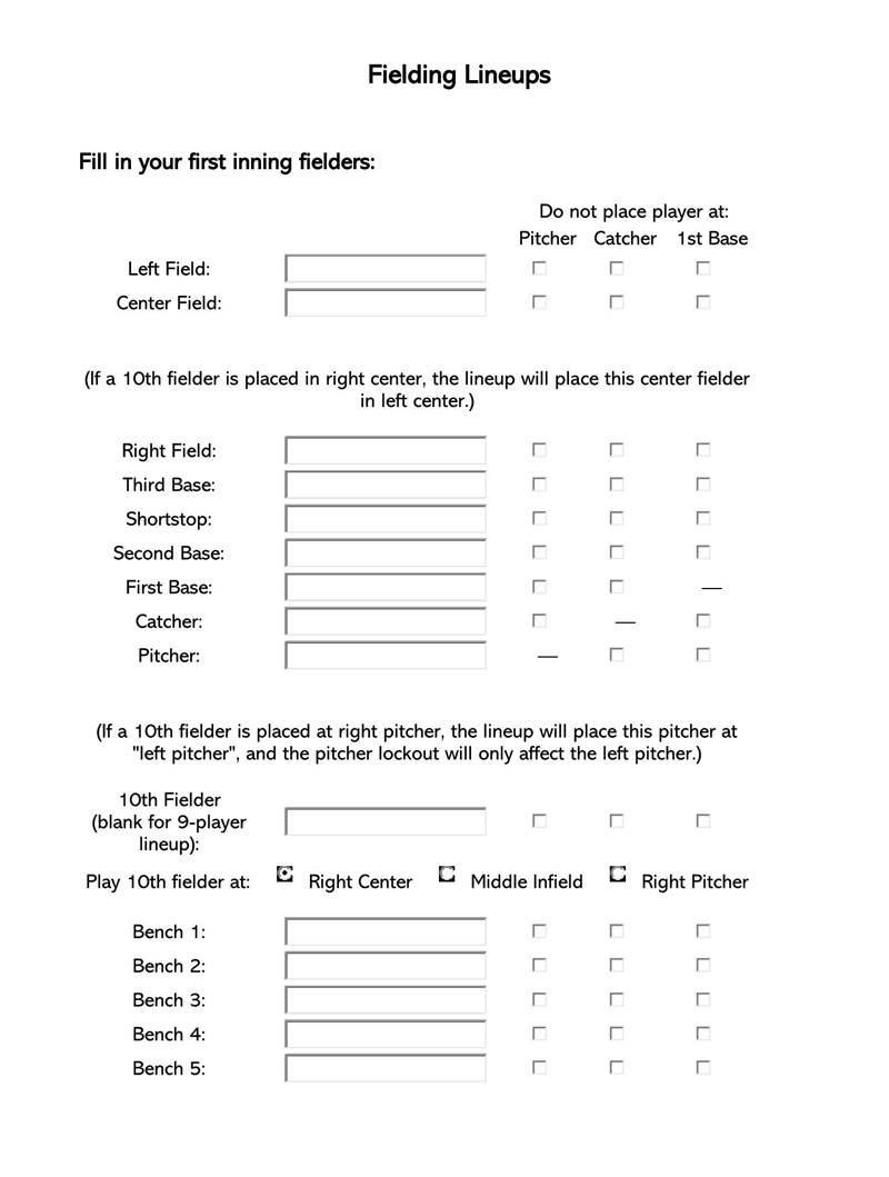 30 Free Printable Baseball Lineup Templates (Word, Excel)