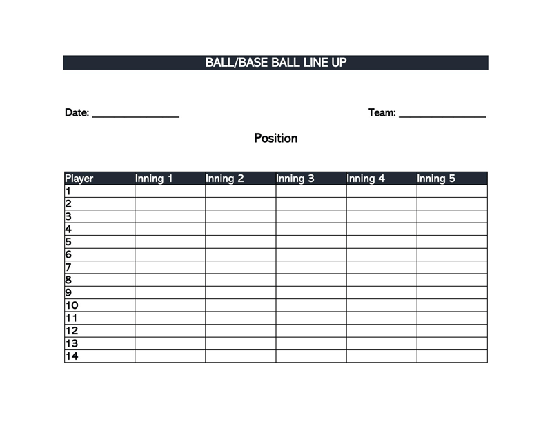Time-saving baseball lineup template 11