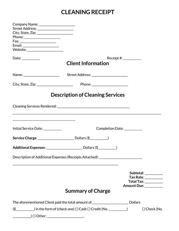 Cleaning-Receipt-Template