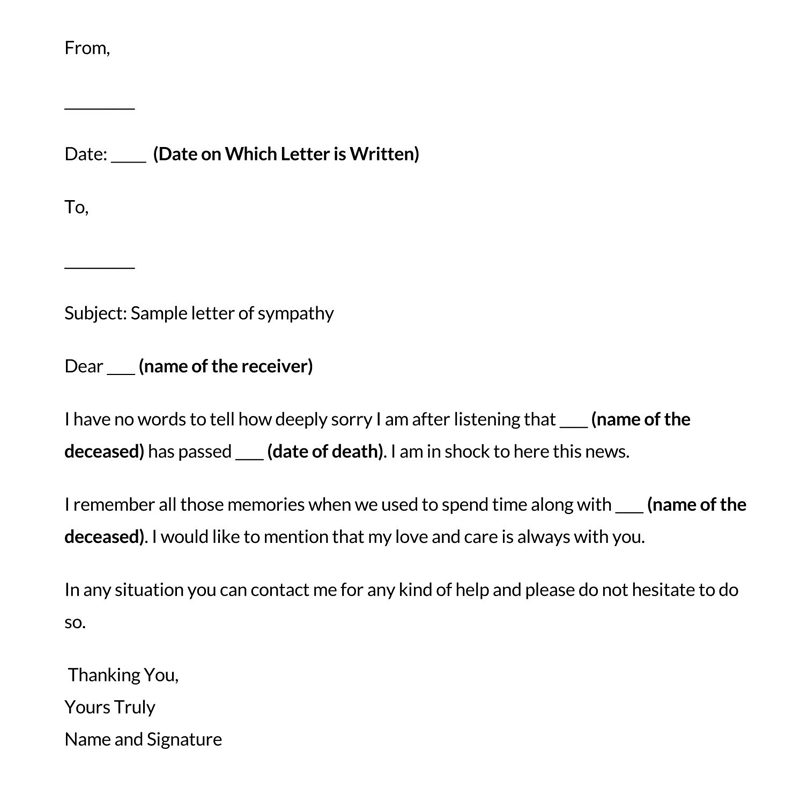 Editable Condolence Letter Sample