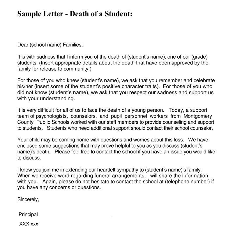 Printable Condolence Letter Sample for Free