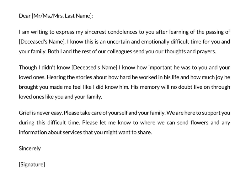 Condolence Letter Sample for Free
