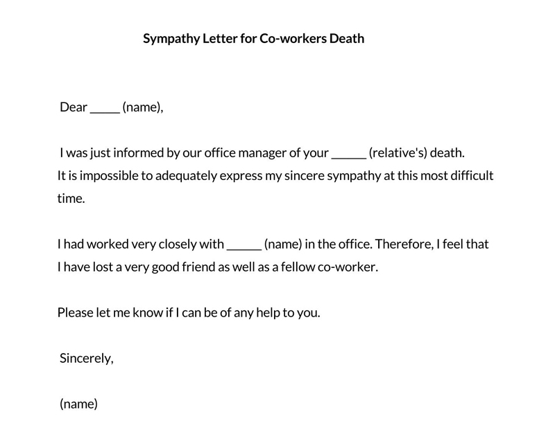 Free Editable Condolence Letter Example
