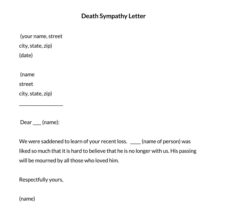 Example of Condolence Letter in Word