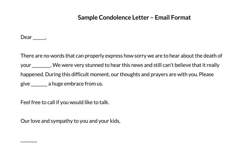 Free Condolence Letter Form Example