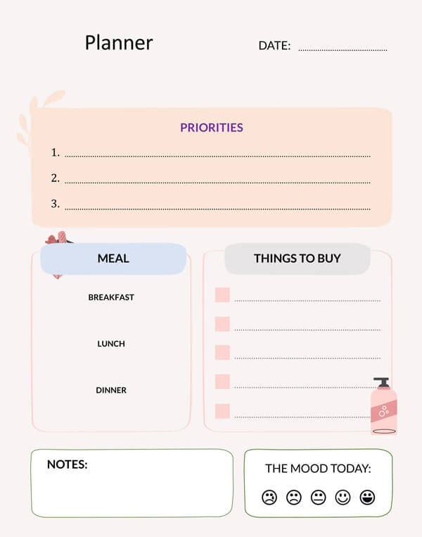 Free Family Daily Planner Template