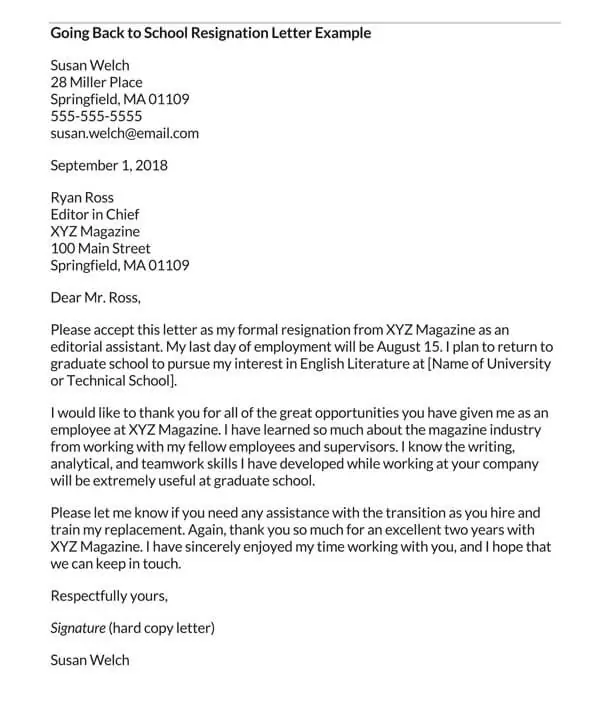 55 Best Resignation Letter Examples Different Reasons