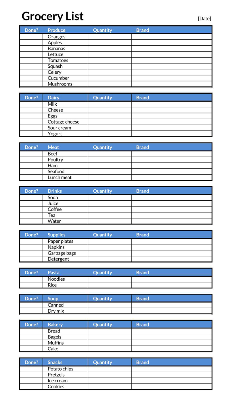 Printable grocery list template 04