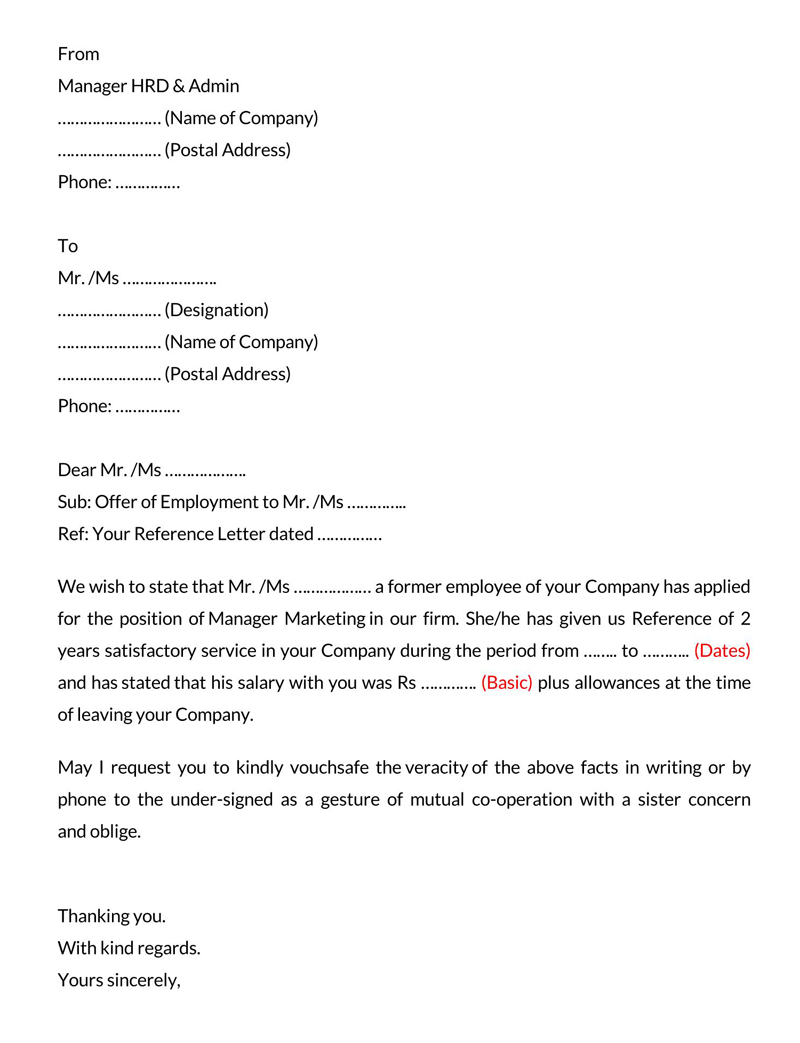 Printable proof of employment letter 13