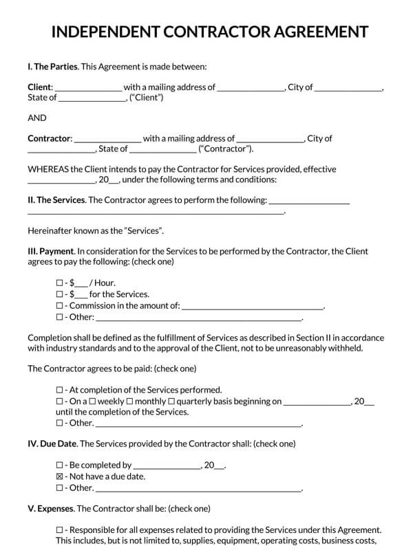 Free Independent Employment Contract Template