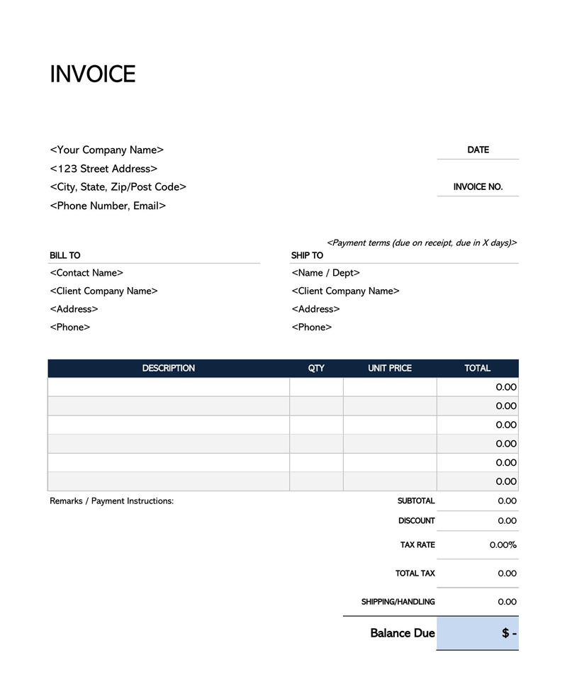 Sample Invoice Templates for Business 02