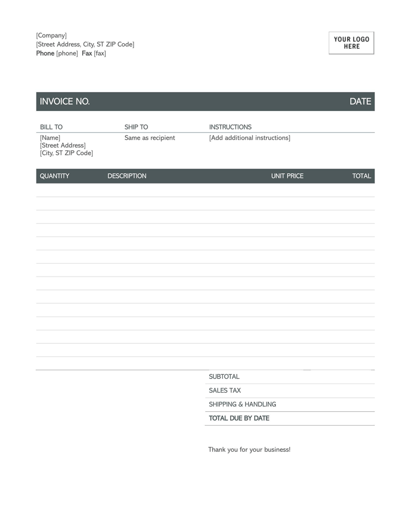 Sample Invoice Templates for Business 11