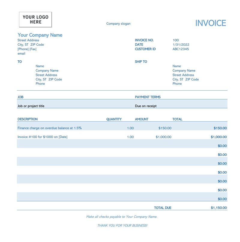 Excel Invoice Template 01