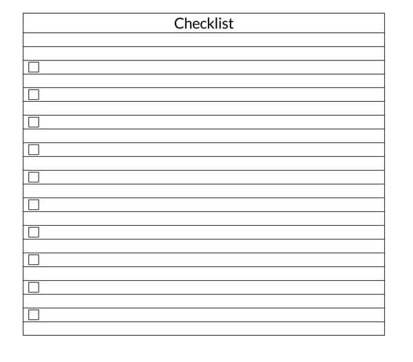 Editable free checklist format