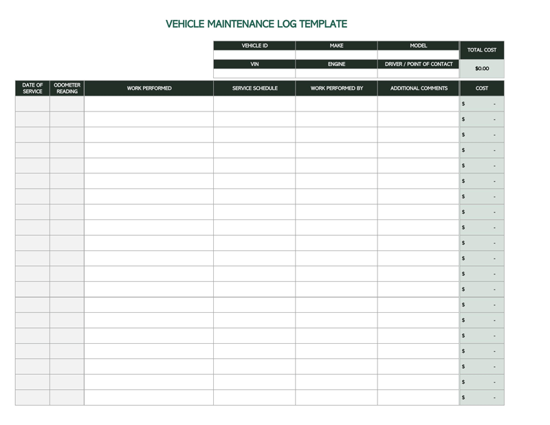 Free mileage log template in Excel format 05