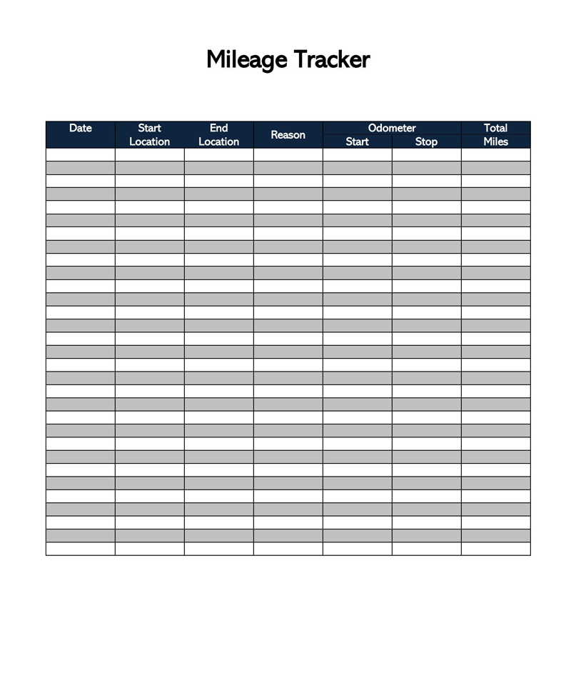 Free Mileage Log Template 07 for Word