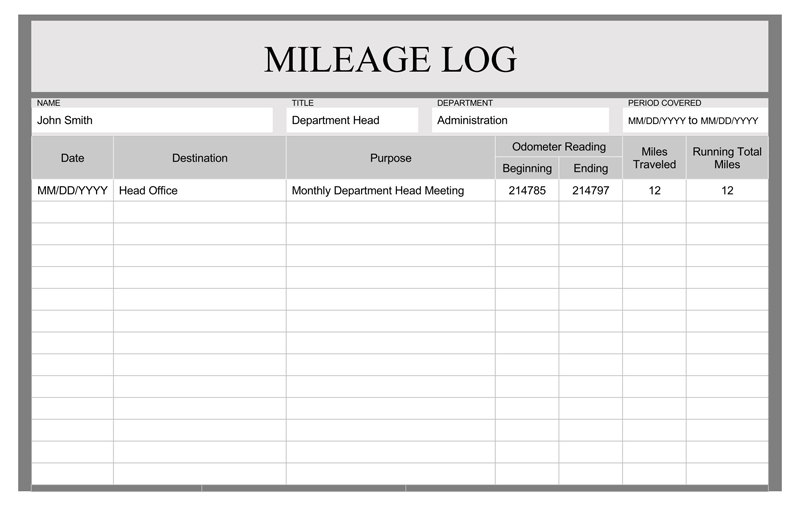 Editable Mileage Log Template 13 for Word