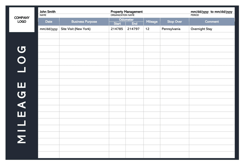 Free Mileage Log Template 15 for Word