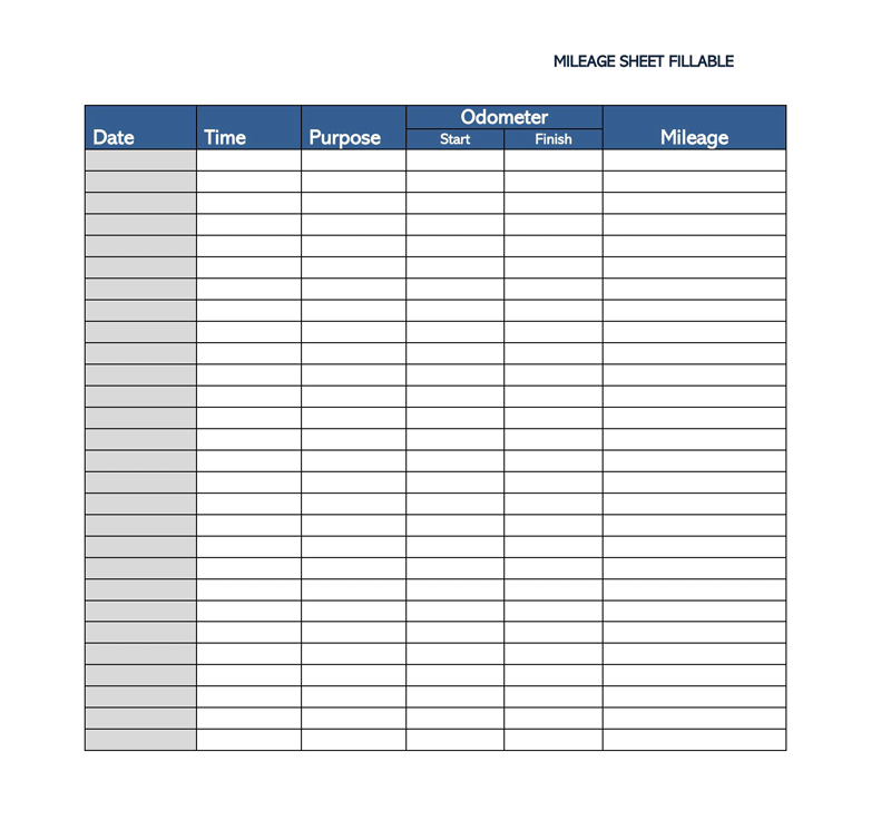Editable mileage log template for Word 18